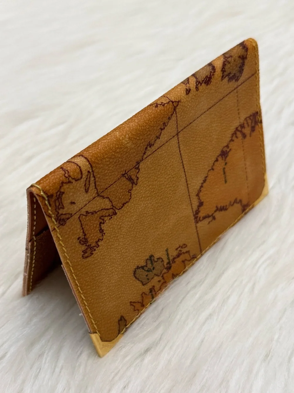 ALVIERO MARTINI - PRIMA CLASSE BROWN TAN PVC LEATHER BIFOLD PASSPORT WALLET